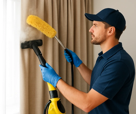 Trusted curtain steam cleaning technician Matty Curtain Cleaning meadowbrook QLD